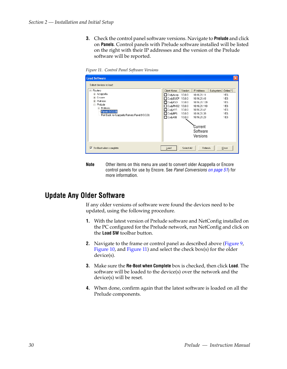 Update any older software | Grass Valley Prelude v.3.0 User Manual | Page 30 / 102
