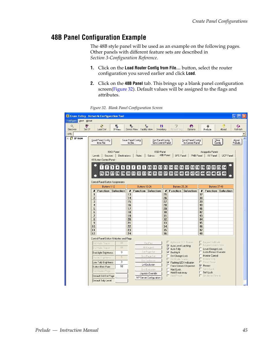 48b panel configuration example | Grass Valley Prelude v.3.0 User Manual | Page 45 / 102