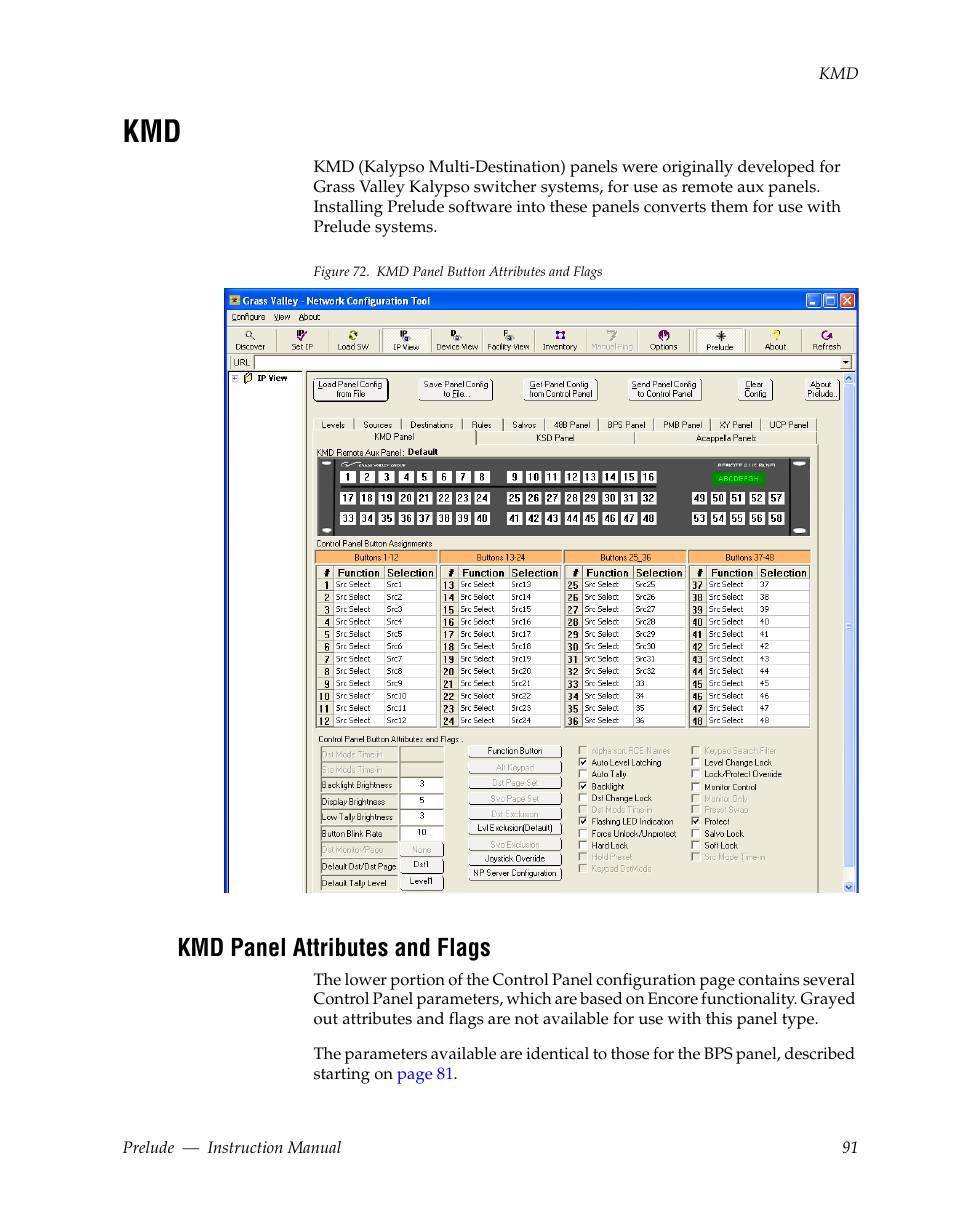 Kmd panel attributes and flags | Grass Valley Prelude v.3.0 User Manual | Page 91 / 102