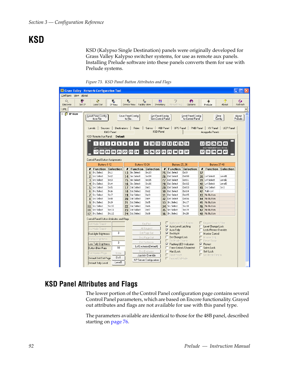 Ksd panel attributes and flags | Grass Valley Prelude v.3.0 User Manual | Page 92 / 102