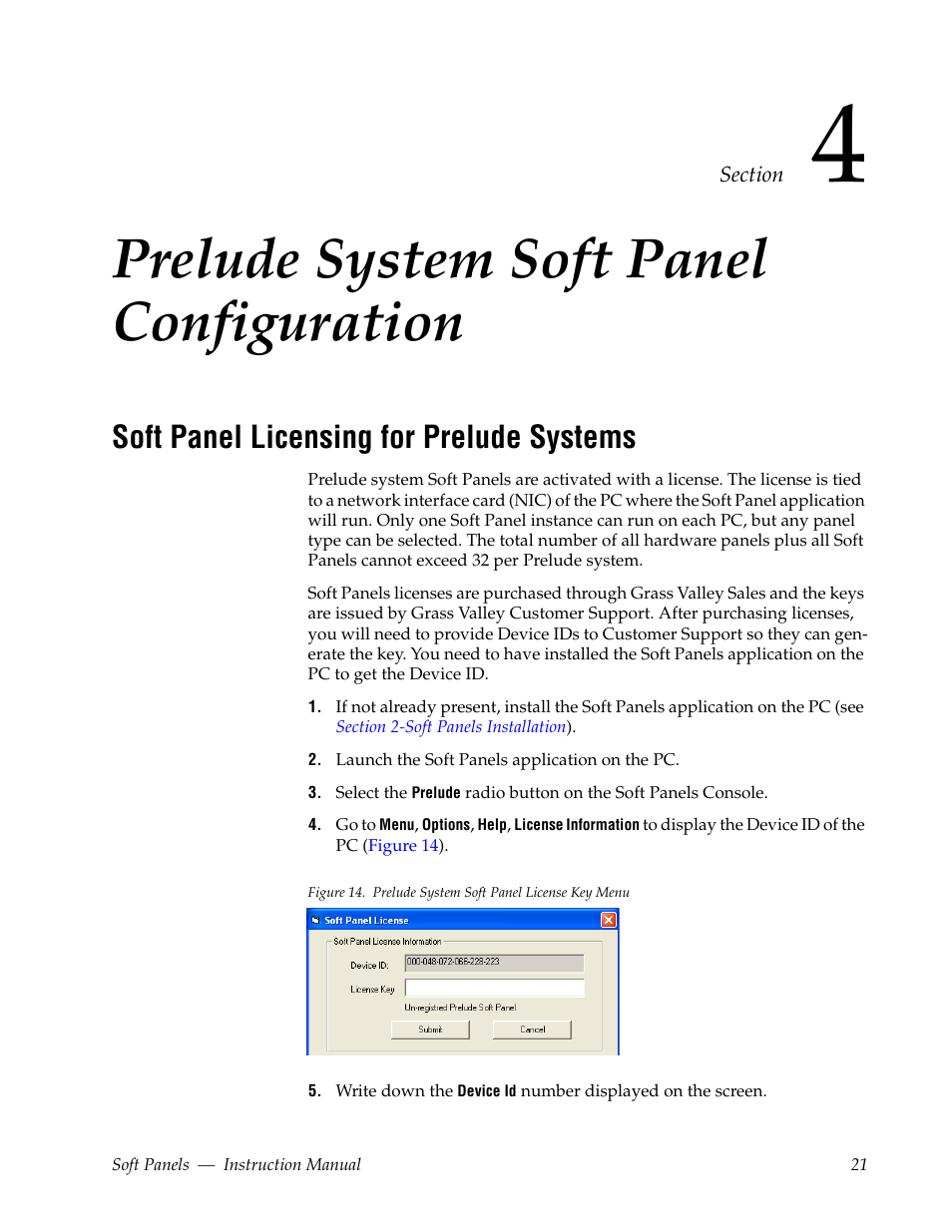 Prelude system soft panel configuration, Soft panel licensing for prelude systems | Grass Valley Soft Panels v.3.1 User Manual | Page 21 / 52