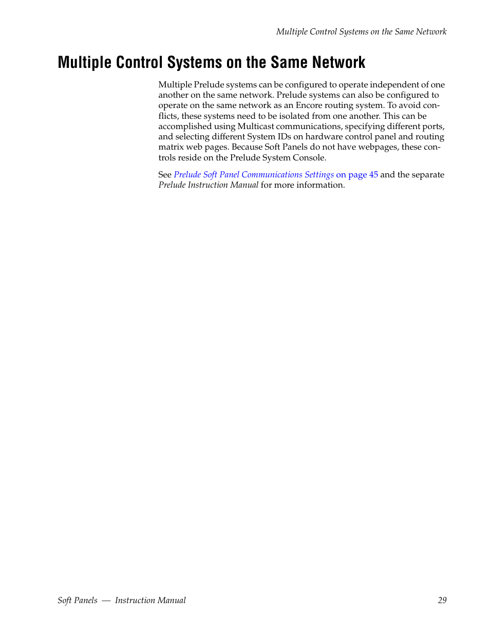 Multiple control systems on the same network | Grass Valley Soft Panels v.3.1 User Manual | Page 29 / 52
