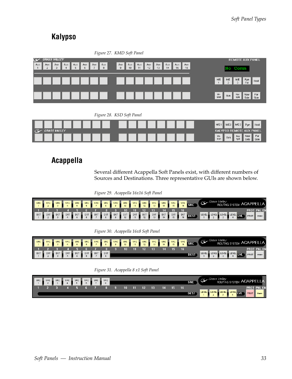 Kalypso, Acappella | Grass Valley Soft Panels v.3.1 User Manual | Page 33 / 52