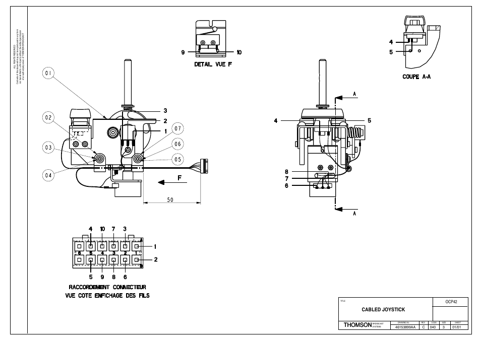 Thomson, Cabled joystick | Grass Valley OCP 42 Technical Manual User Manual | Page 12 / 39