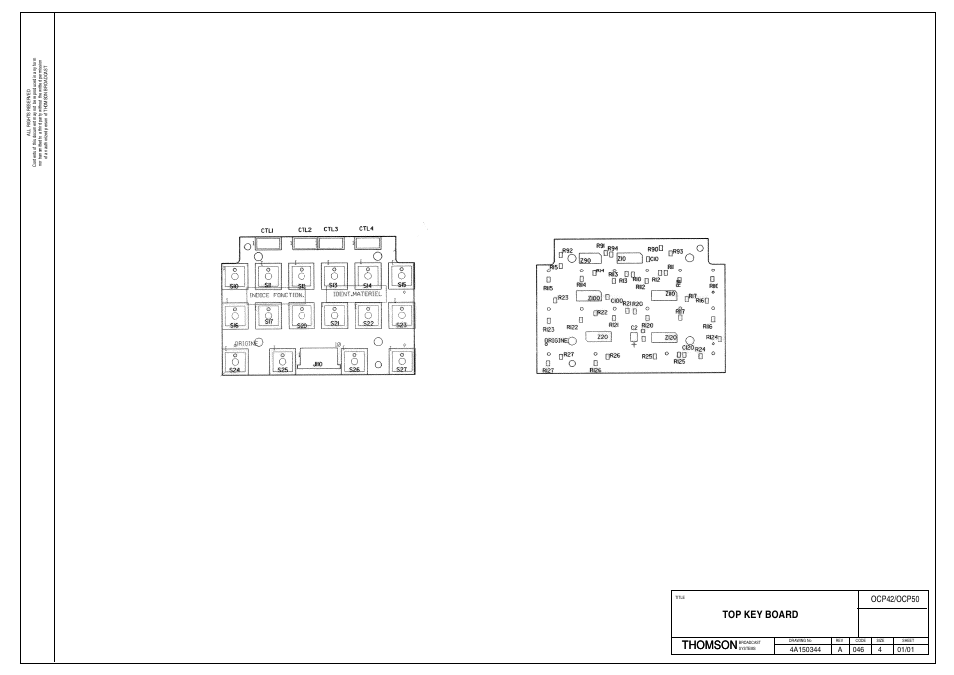 Thomson, Top key board | Grass Valley OCP 42 Technical Manual User Manual | Page 14 / 39
