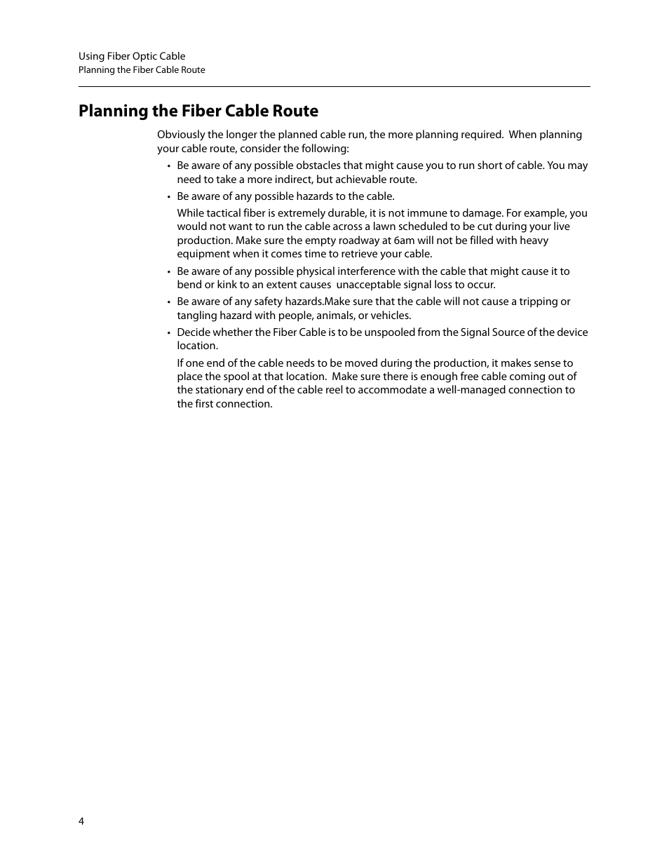 Planning the fiber cable route | Grass Valley Telecast Fiber Solutions User Manual | Page 8 / 11