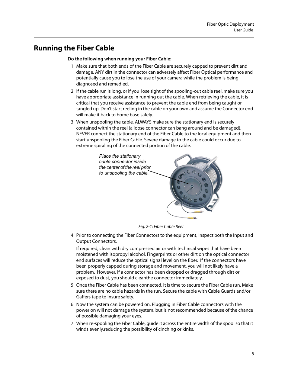 Running the fiber cable | Grass Valley Telecast Fiber Solutions User Manual | Page 9 / 11