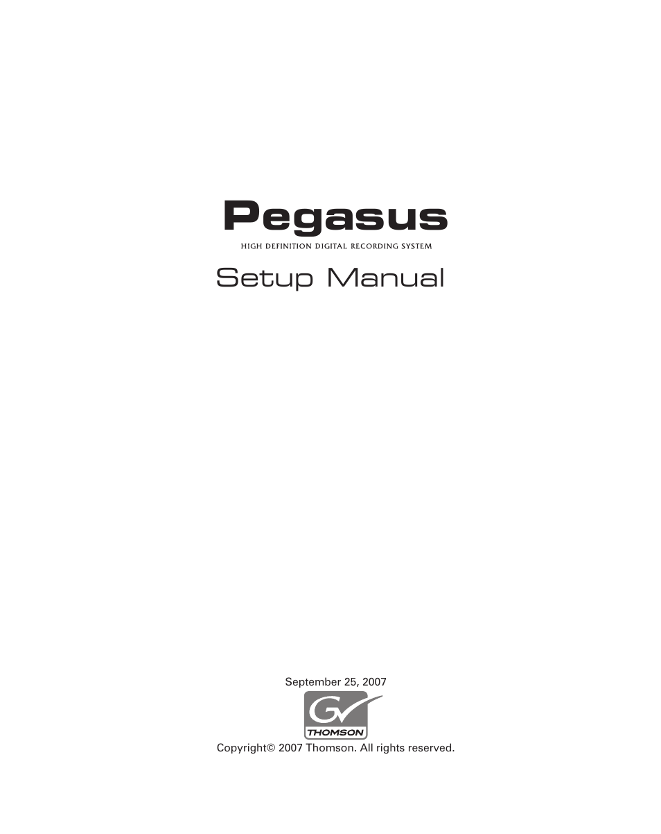 Grass Valley Pegasus User Manual | 54 pages