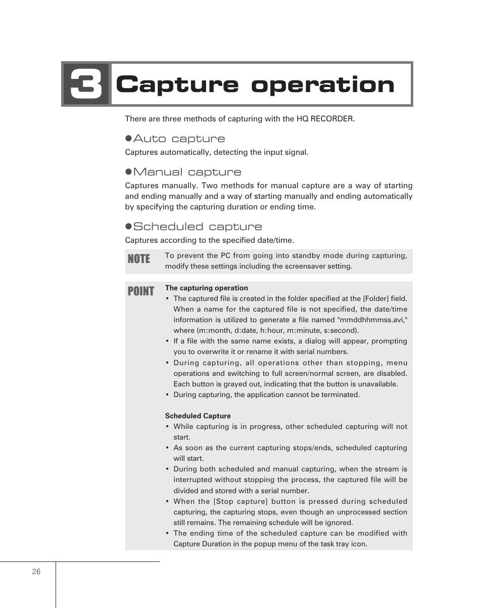 3 capture operation, Capture operation | Grass Valley Pegasus User Manual | Page 30 / 54