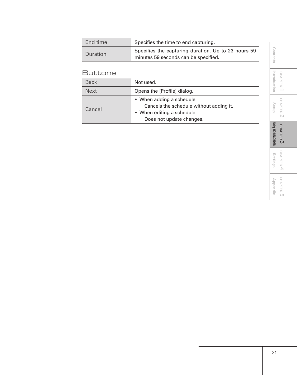 Buttons | Grass Valley Pegasus User Manual | Page 35 / 54