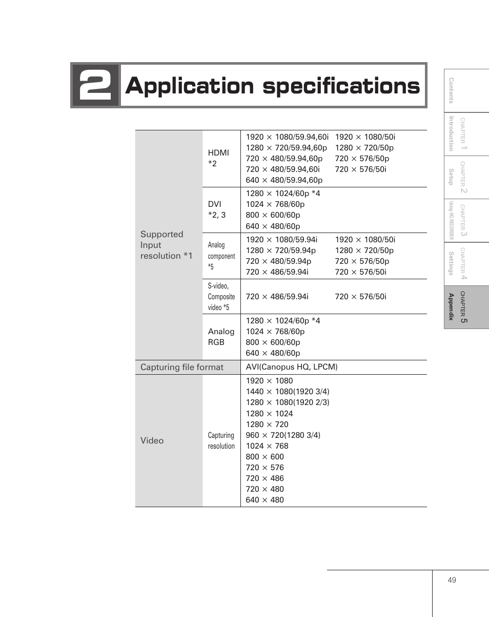 2 application specifications, Application specifications | Grass Valley Pegasus User Manual | Page 53 / 54