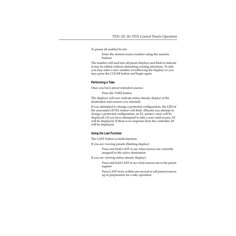 Performing a take, Using the last function, Performing a take -27 using the last function -27 | Grass Valley Performer SD User Manual | Page 145 / 182