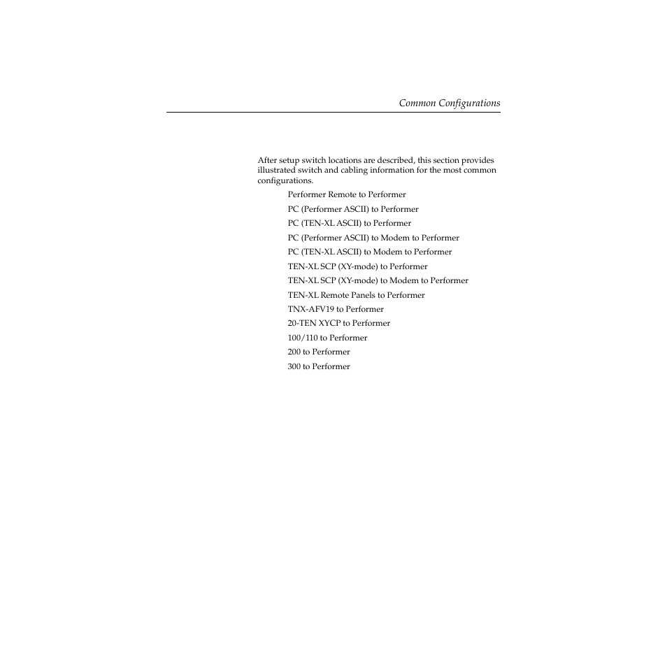 Common configurations, Common configurations -9 | Grass Valley Performer SD User Manual | Page 41 / 182