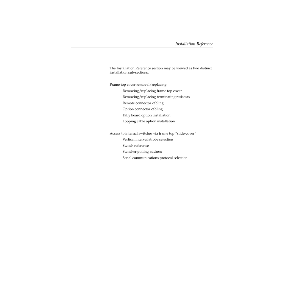 Installation reference, Installation reference -29 | Grass Valley Performer SD User Manual | Page 61 / 182