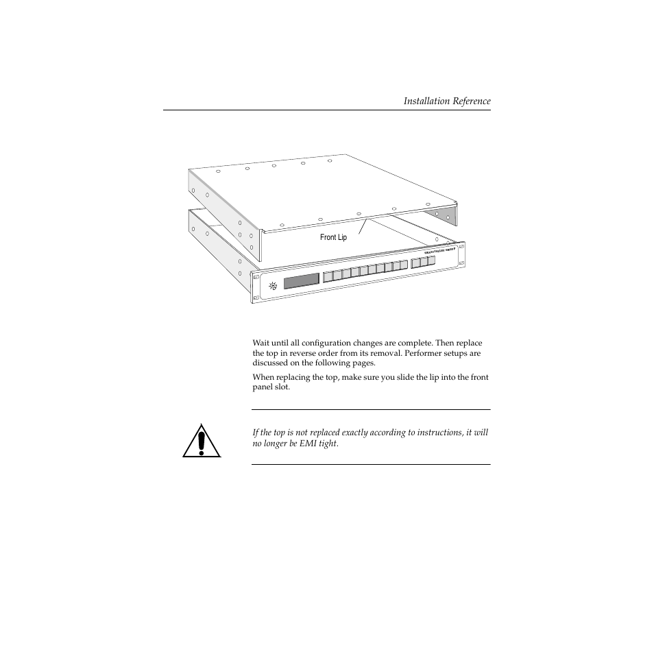 Replacement, Replacement -31, Caution | Installation reference, Front lip | Grass Valley Performer SD User Manual | Page 63 / 182