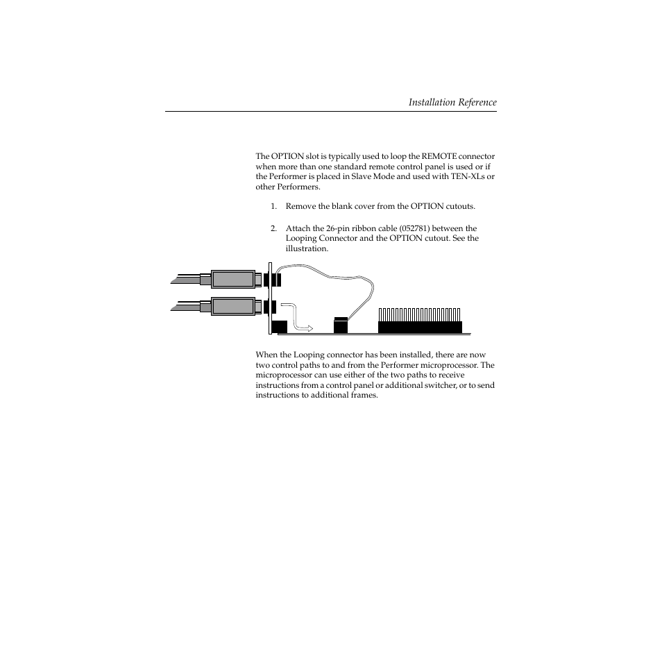 Looping cable option installation, Looping cable option installation -39, Installation reference | Grass Valley Performer SD User Manual | Page 71 / 182