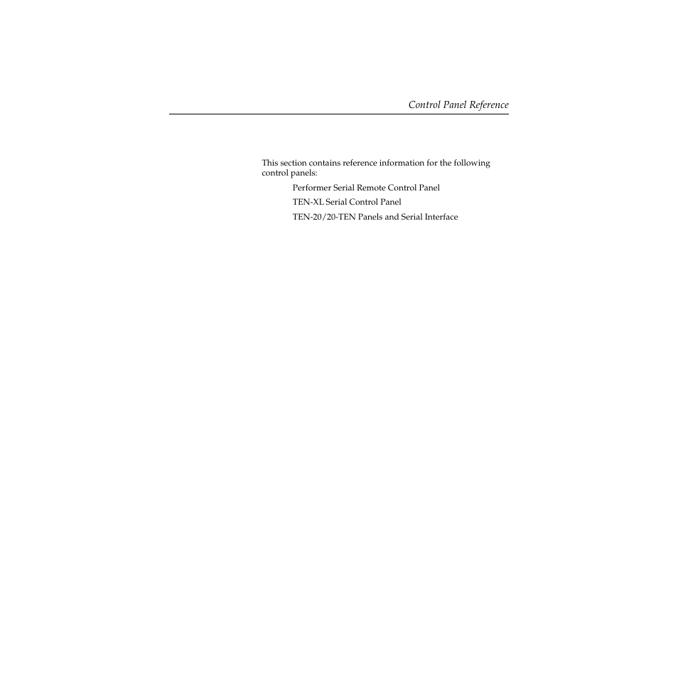 Control panel reference, Control panel reference -47 | Grass Valley Performer SD User Manual | Page 79 / 182