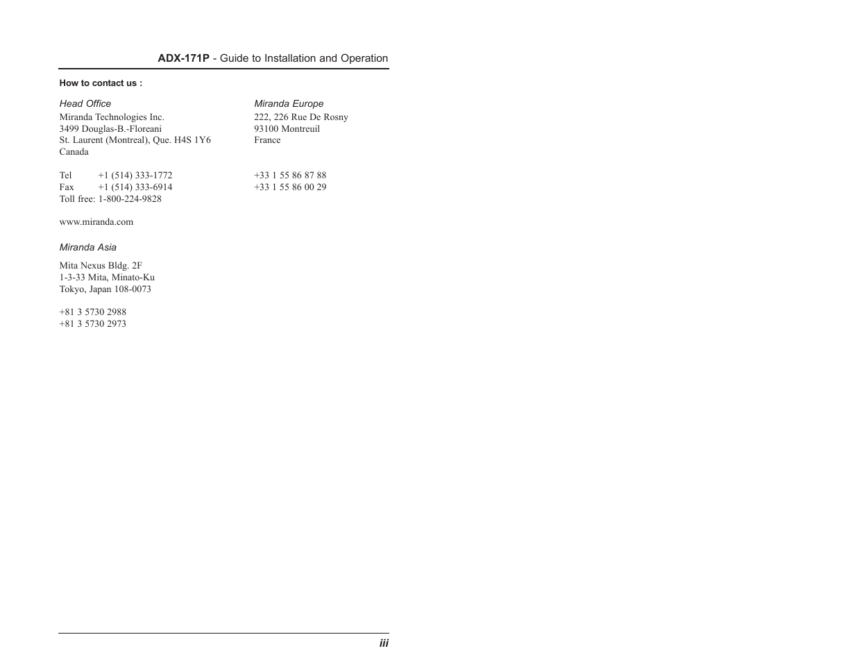 Grass Valley ADX-171p User Manual | Page 4 / 14