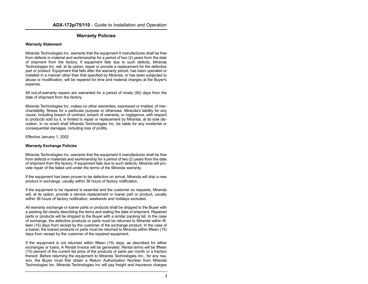 Grass Valley ADX-172p User Manual | Page 2 / 18