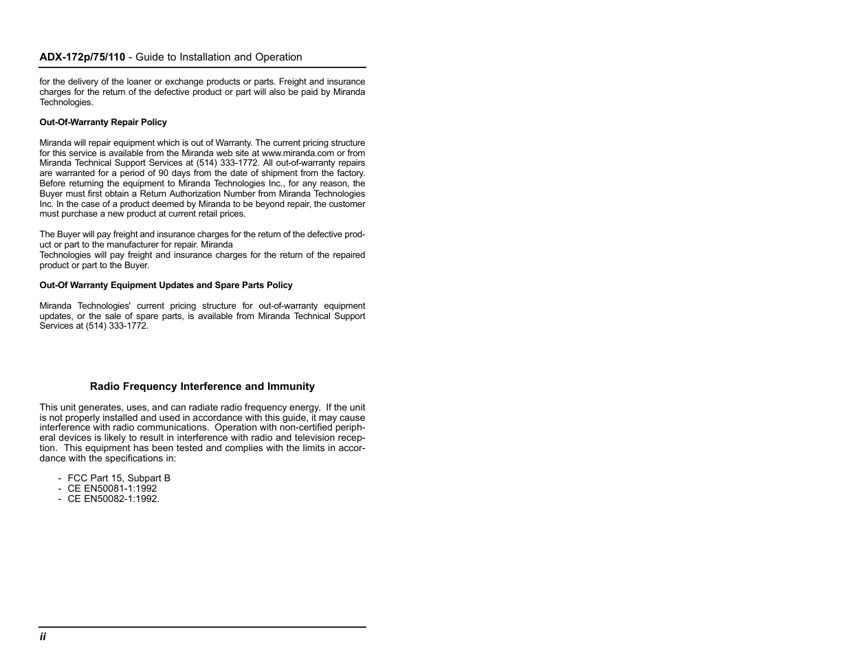 Grass Valley ADX-172p User Manual | Page 3 / 18