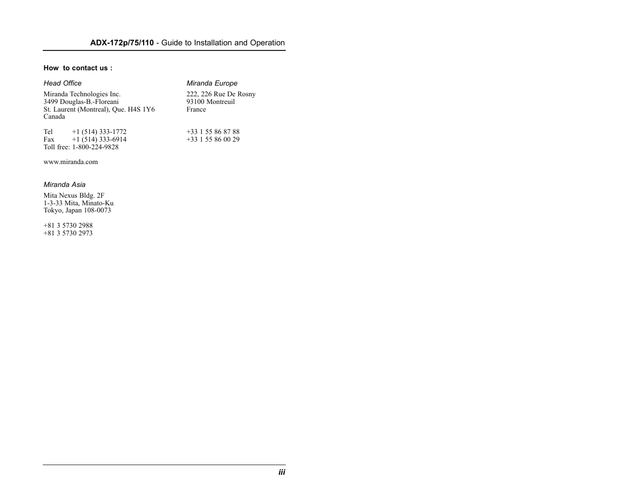 Grass Valley ADX-172p User Manual | Page 4 / 18
