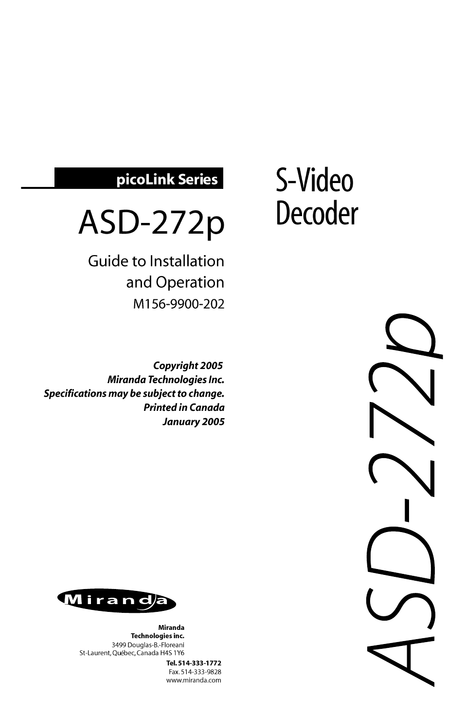 Grass Valley ASD-272p User Manual | 11 pages