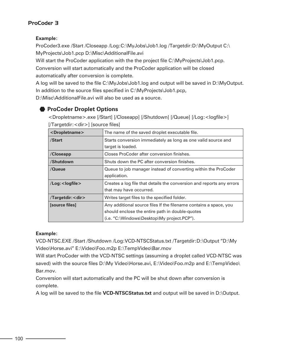 Procoder droplet options | Grass Valley ProCoder 3 User Manual | Page 100 / 210