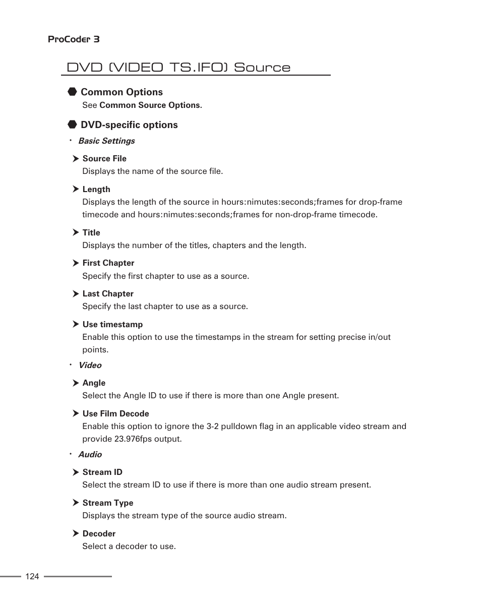 Dvd (video ts.ifo) source | Grass Valley ProCoder 3 User Manual | Page 124 / 210