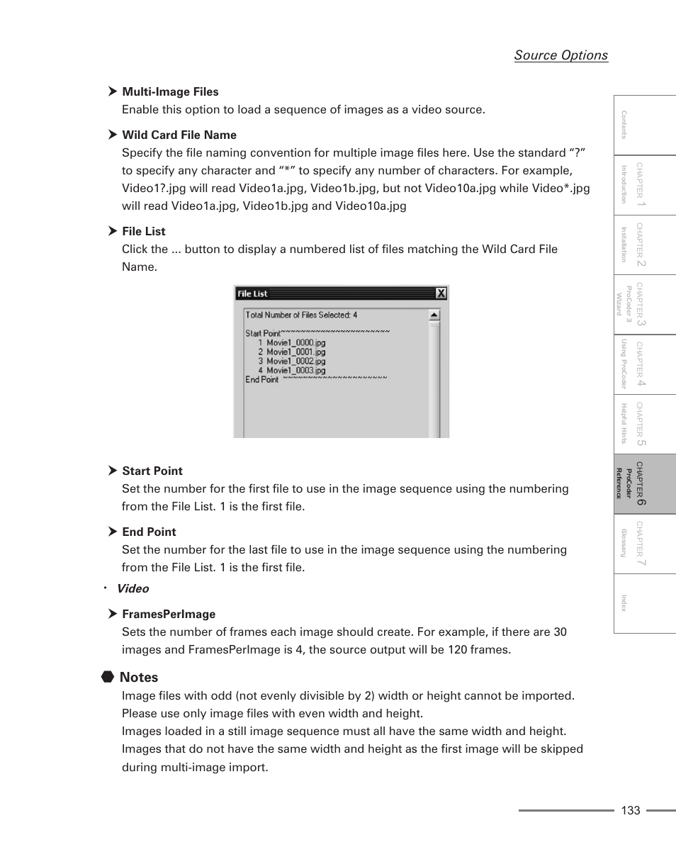 Source options, Video | Grass Valley ProCoder 3 User Manual | Page 133 / 210