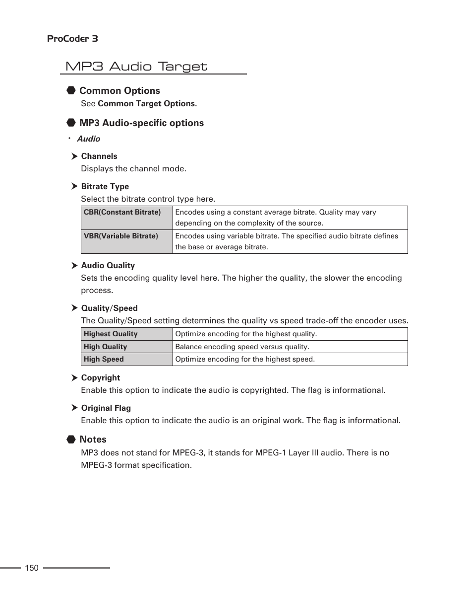 Mp3 audio target | Grass Valley ProCoder 3 User Manual | Page 150 / 210