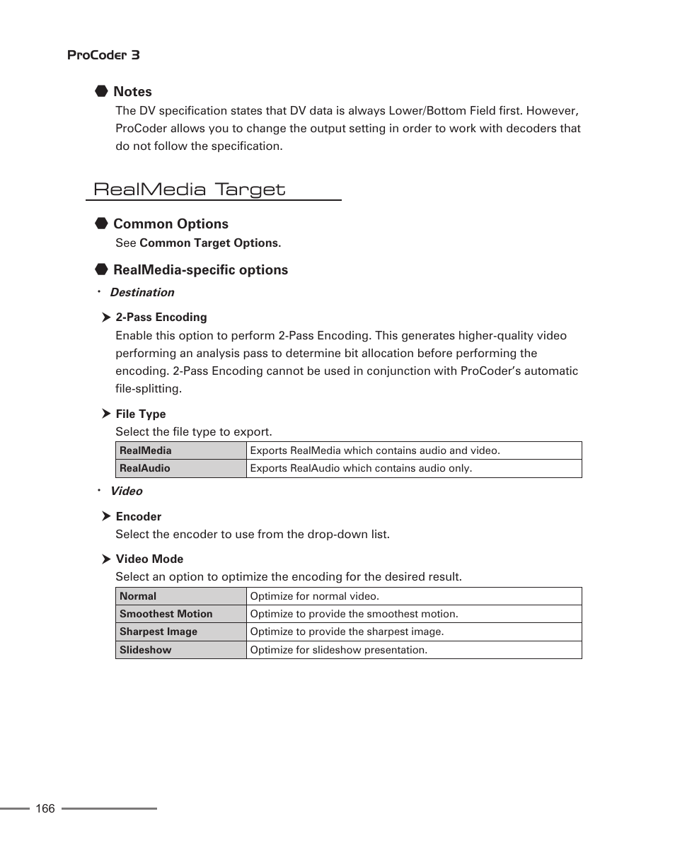 Realmedia target | Grass Valley ProCoder 3 User Manual | Page 166 / 210