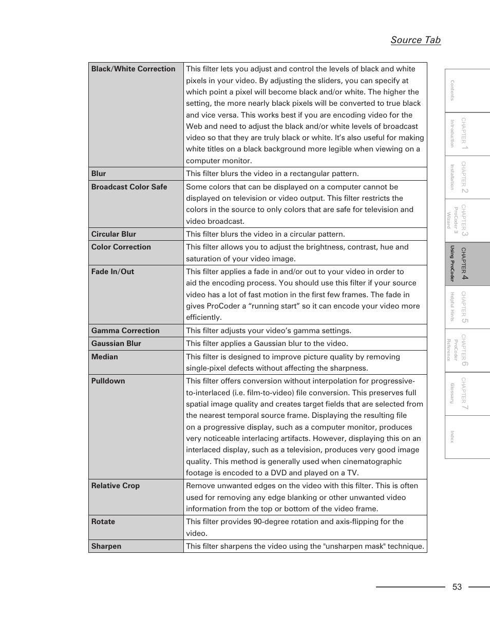 Source tab | Grass Valley ProCoder 3 User Manual | Page 53 / 210