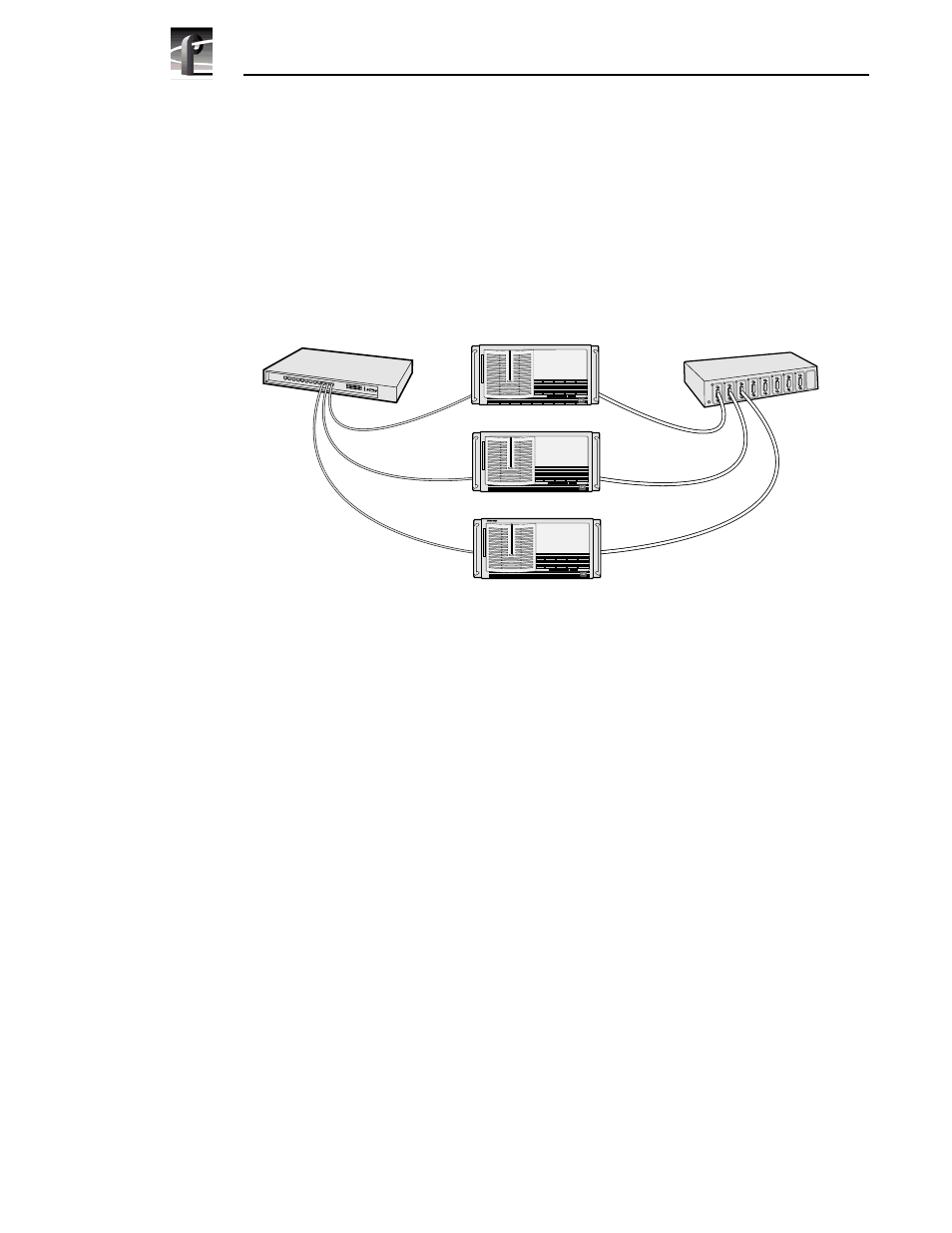Networking several profile systems, Basic hub connections, Pdr 100 fibre channel installation | Grass Valley Profile Mix Effects Upgrad 100 Fibre Channel User Manual | Page 24 / 78