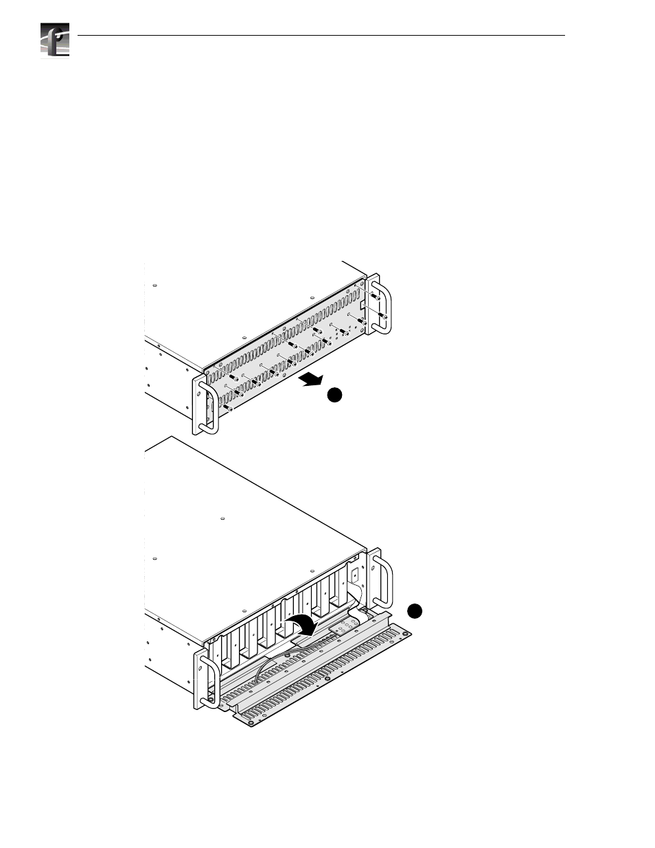 Removing and replacing a disk drive, Lowering the front panel -8 | Grass Valley PDX 218 User Manual | Page 42 / 66
