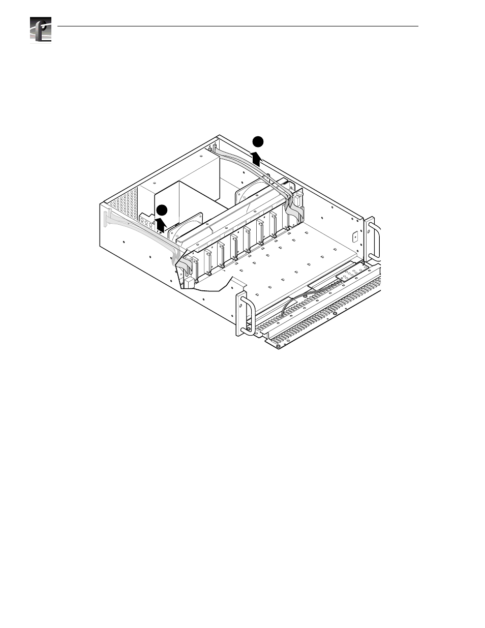 Removing and replacing a scsi cable, Removing and replacing a scsi cable -16, Removal of a scsi cable -16 | Grass Valley PDX 218 User Manual | Page 50 / 66
