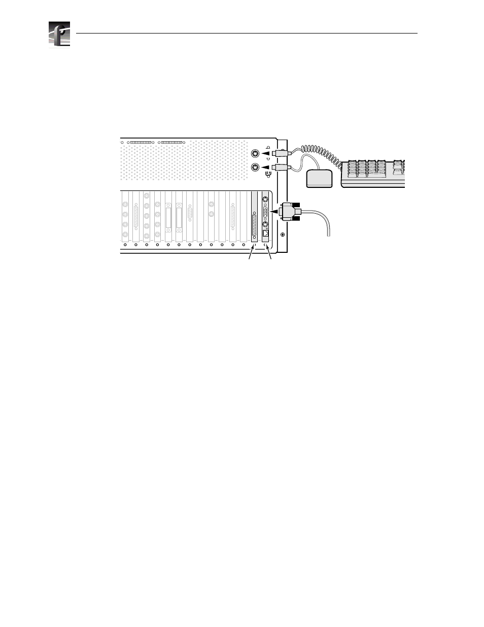 Connecting the mouse and keyboard, Connecting the monitor, Mouse, keyboard, and s-vga monitor connections -8 | Grass Valley PDR 200 Installation User Manual | Page 38 / 110