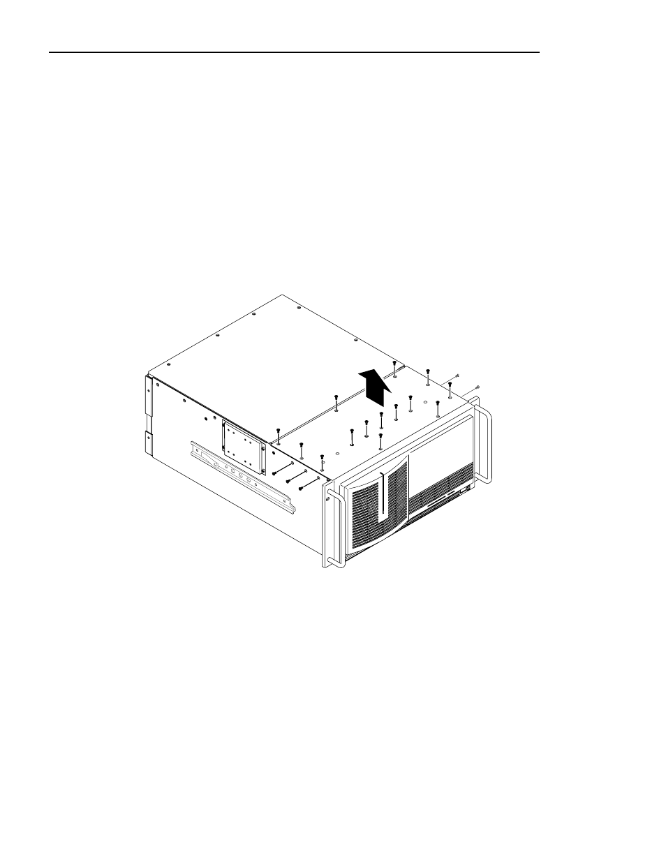Removing the top-front cover | Grass Valley Profile Family 18GB Disk Drive Upgrade User Manual | Page 19 / 40
