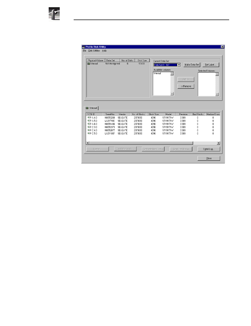Profile disk utility | Grass Valley Profile Family 18GB Disk Drive Upgrade User Manual | Page 38 / 40