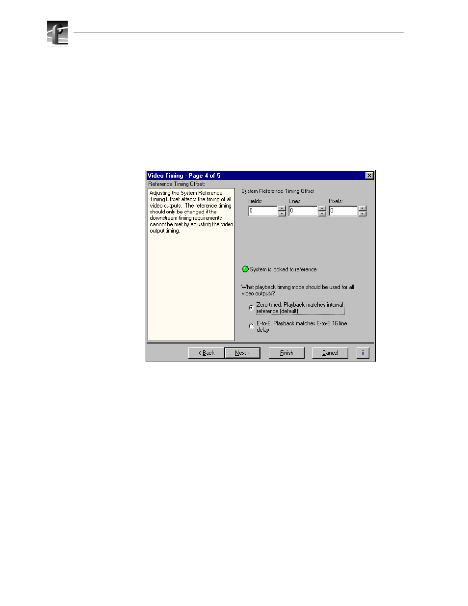 Adjusting playout timing to match zero time | Grass Valley Profile XP Aug 16 2004 User Manual | Page 146 / 352