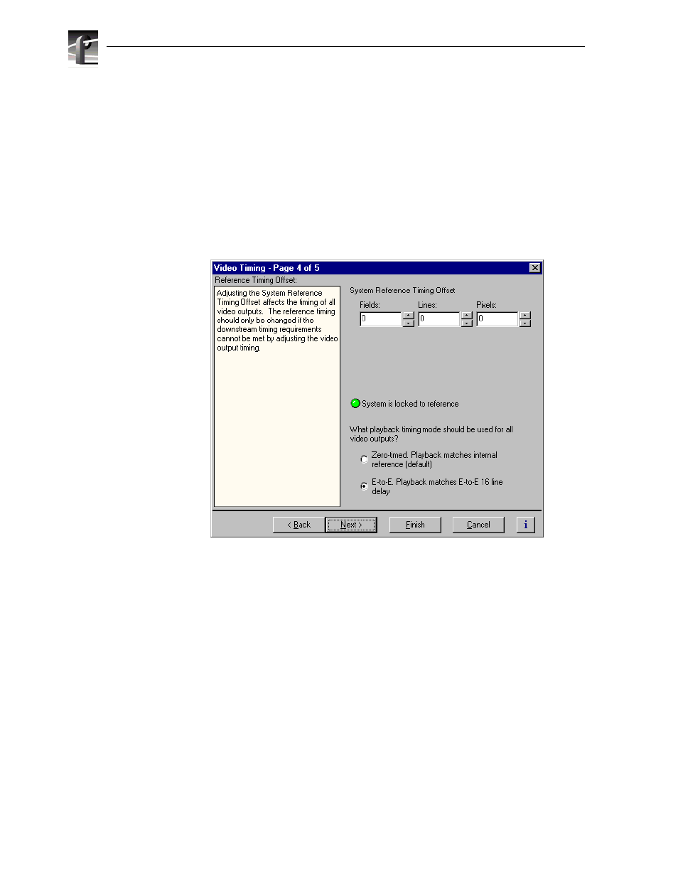 Adjusting playout timing to match e to e timing | Grass Valley Profile XP Aug 16 2004 User Manual | Page 148 / 352