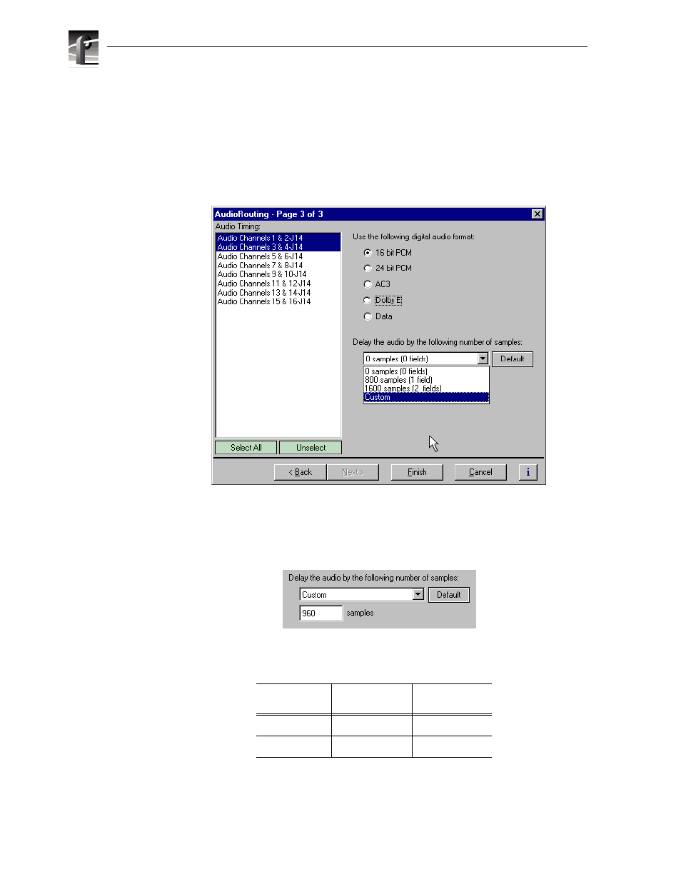 Selecting custom audio delay | Grass Valley Profile XP Aug 16 2004 User Manual | Page 206 / 352