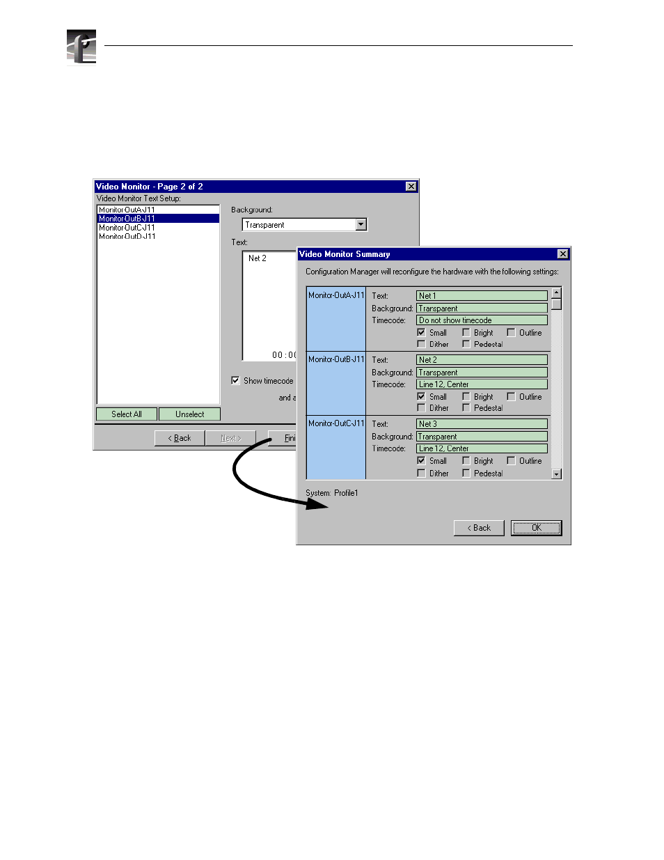 Viewing hardware settings summary dialog boxes | Grass Valley Profile XP Aug 16 2004 User Manual | Page 54 / 352