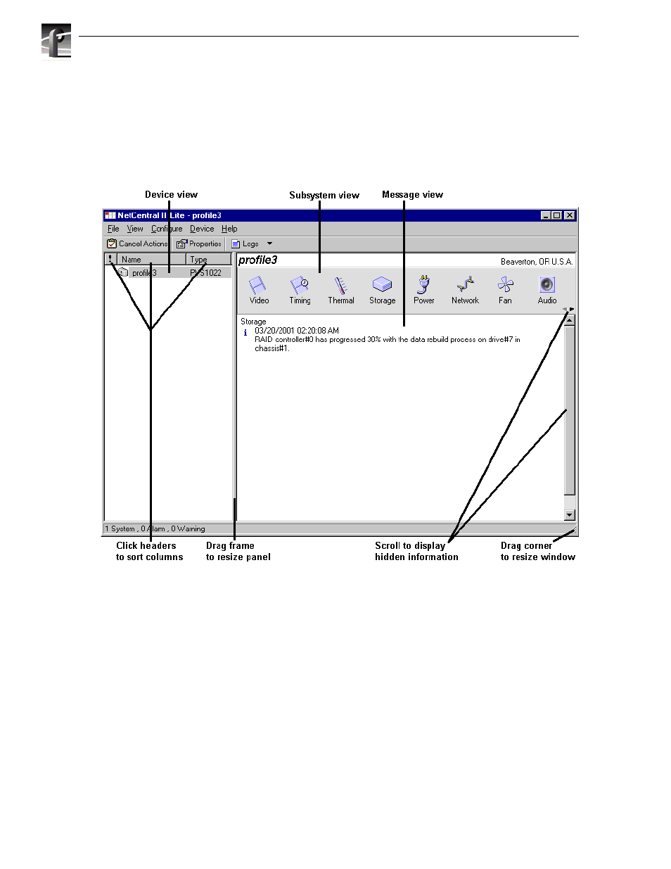 Viewing the netcentral lite main window | Grass Valley Profile XP Service Manual User Manual | Page 124 / 172