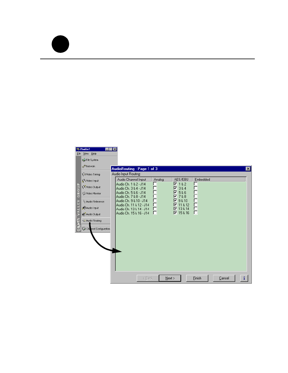 Select audio i/o format, Select audio input format | Grass Valley PVS 3000 July 2004 User Manual | Page 35 / 48