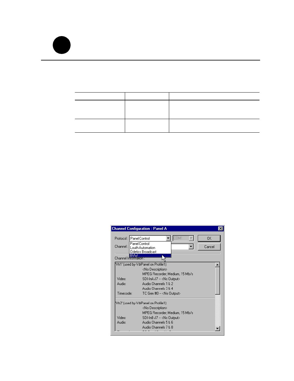 Select an rs-422 control protocol, Setting up rs-422 remote control in vdrpanel | Grass Valley PVS 3000 July 2004 User Manual | Page 43 / 48