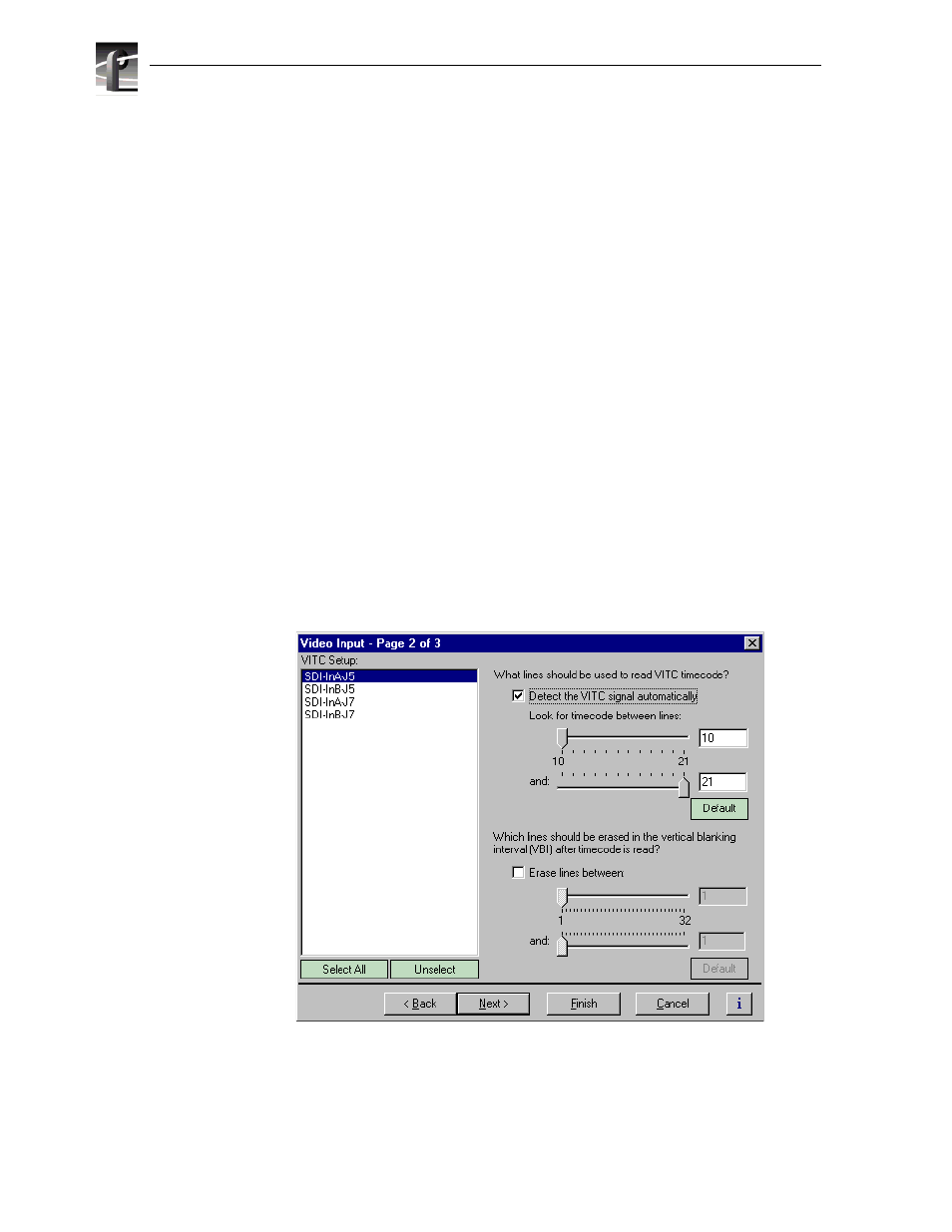 Modifying video input settings, Setting up the vitc reader | Grass Valley PVS Series System Guide v.4.0 Dec 10 200 User Manual | Page 128 / 288
