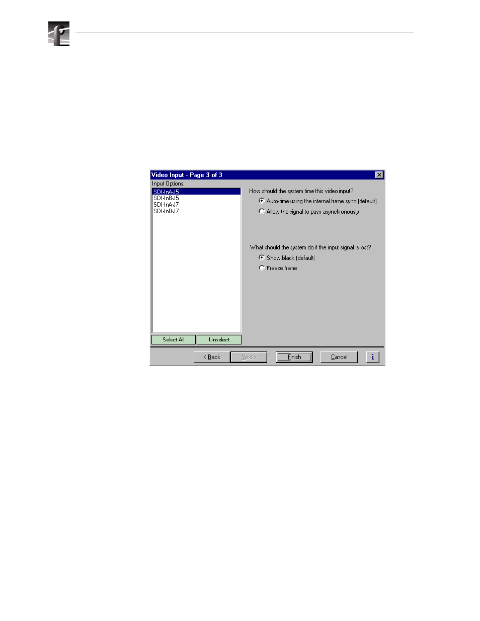 Selecting freeze or black upon video input loss | Grass Valley PVS Series System Guide v.4.0 Dec 10 200 User Manual | Page 132 / 288