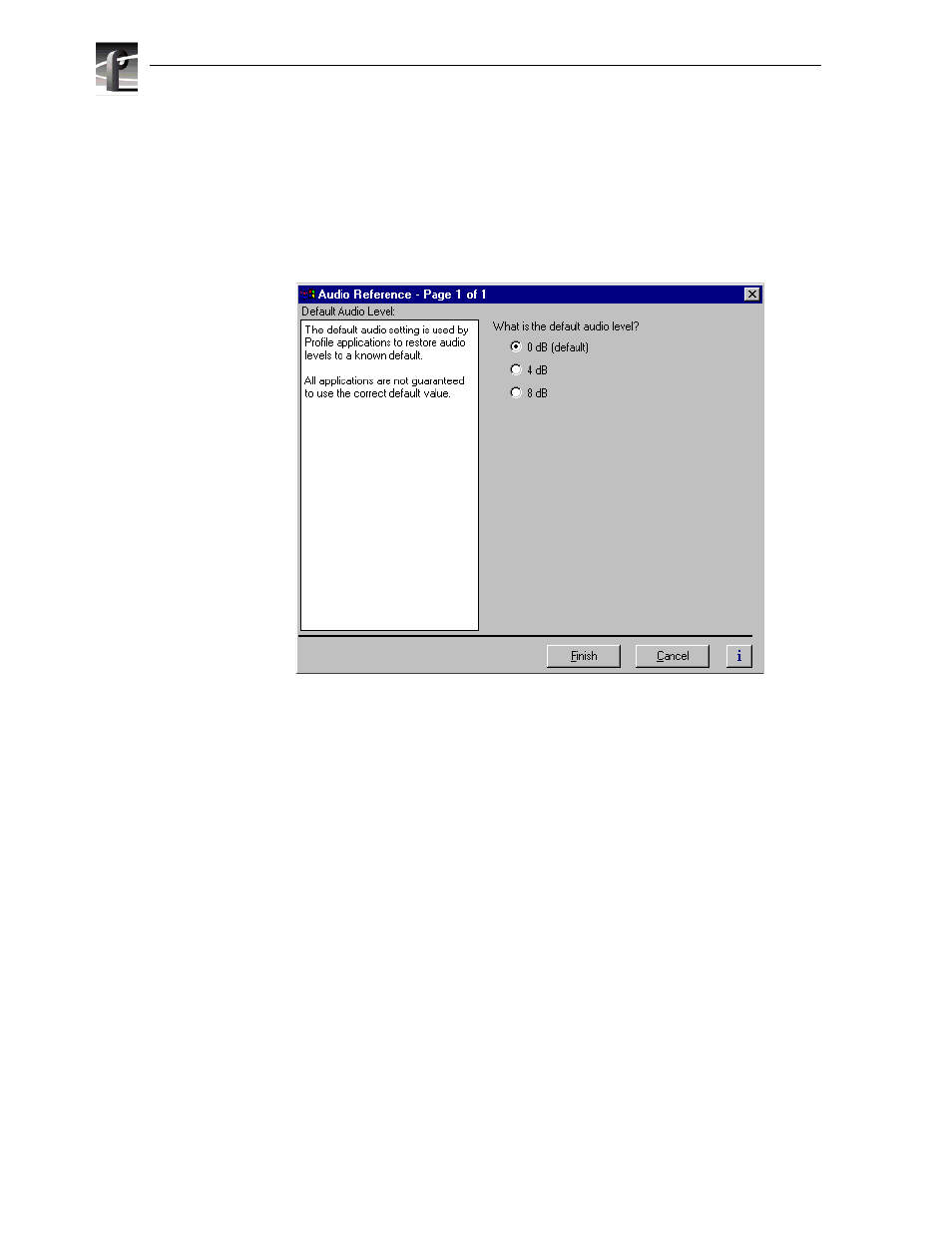 Selecting audio reference level | Grass Valley PVS Series System Guide v.4.0 Dec 10 200 User Manual | Page 168 / 288