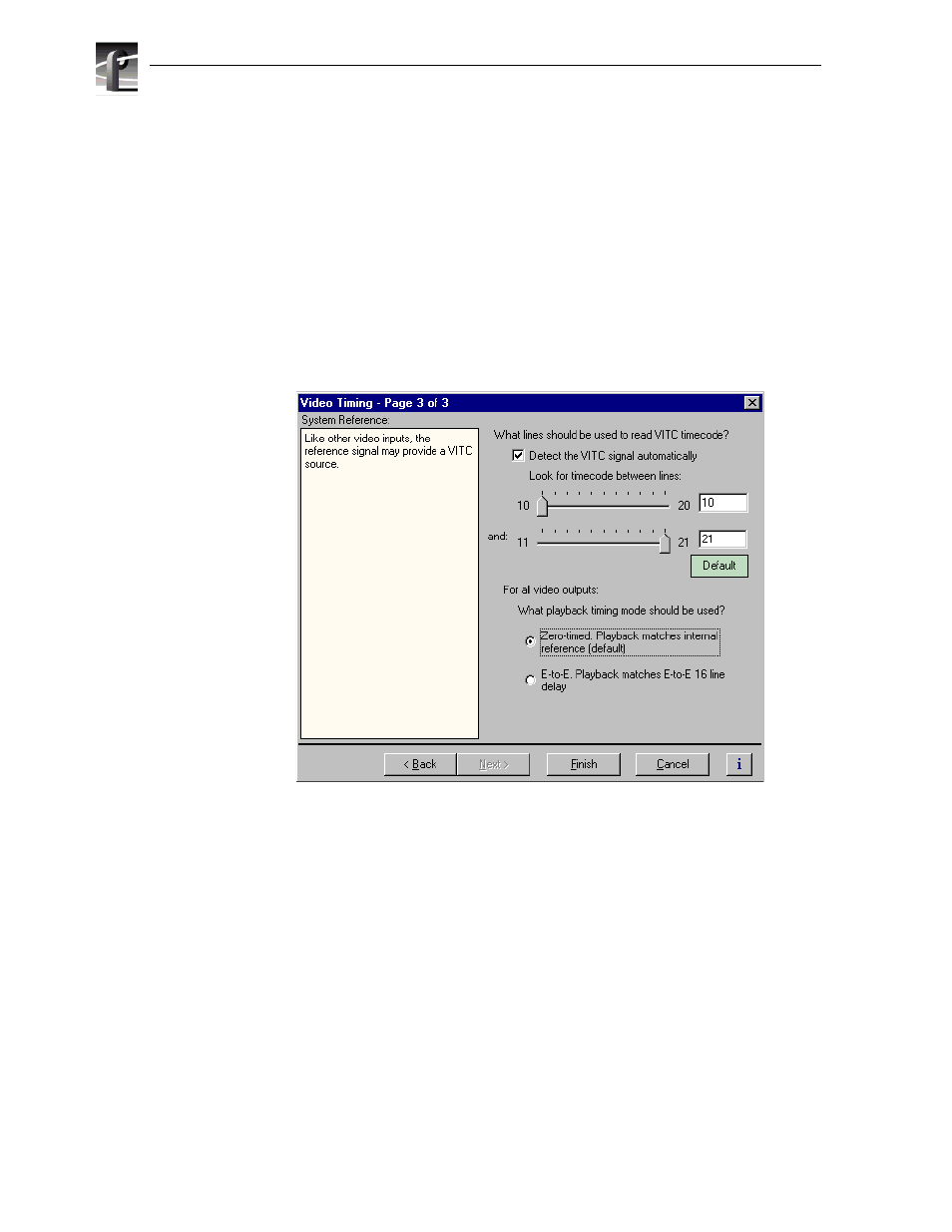 Setting up the vitc reader on the reference input | Grass Valley PVS Series System Guide v.4.0 Dec 10 200 User Manual | Page 180 / 288