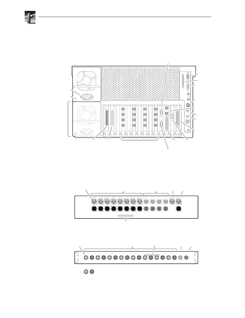 Rear panel drawings, Profile xp media platform chassis, Xlr216 and bnc216 aes/ebu breakout panels | Bnc216 (rear mounted), Xlr216 (rear mounted) | Grass Valley PVS Series System Guide v.4.0 Dec 10 200 User Manual | Page 278 / 288